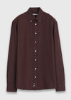 Bordo Düz Regular Fit Uzun Kumaş Casual Gömlek
