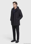 Siyah Regular Fit Kapüşonlu Casual Teknik Kaban