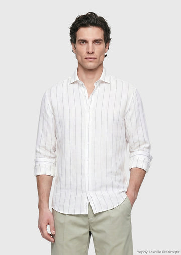 Light Grey Plain Casual Fit Long Weaving Casual Shirt