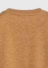 Tarçın Düz Bisiklet Yaka İpek Karışımlı T-Shirt