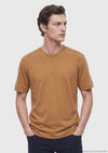 Tarçın Düz Bisiklet Yaka İpek Karışımlı T-Shirt