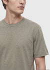 Yağ Yeşili Düz Bisiklet Yaka İpek Karışımlı T-Shirt
