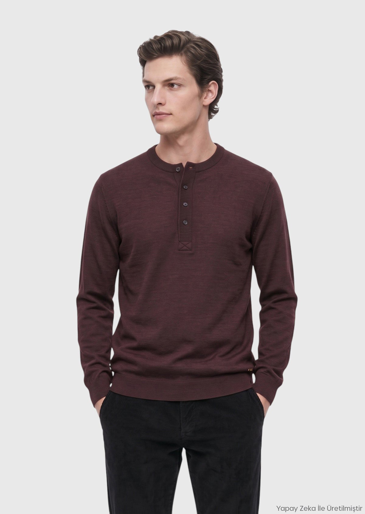 Mürdüm Düz Sweatshirt