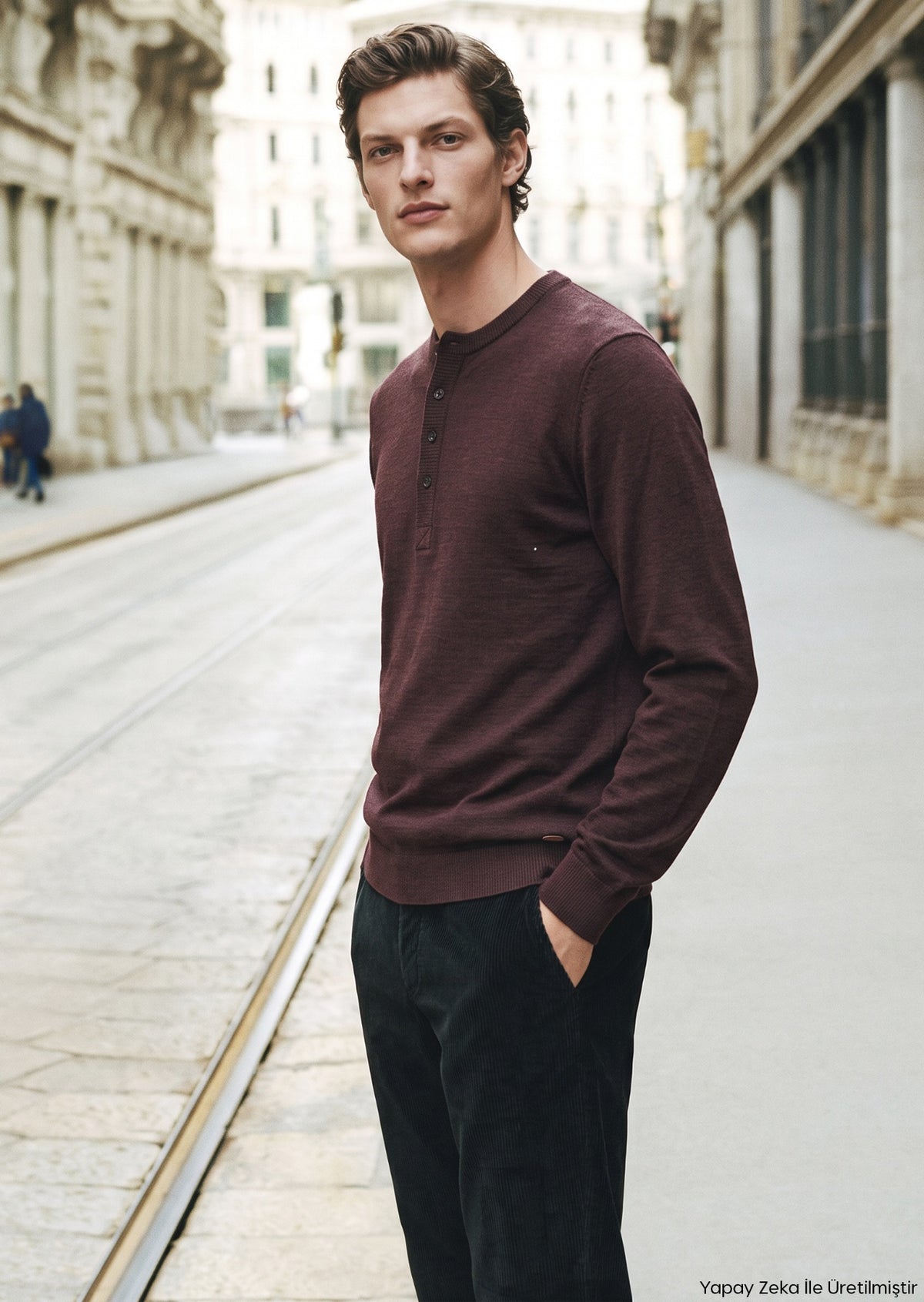 Mürdüm Düz Sweatshirt