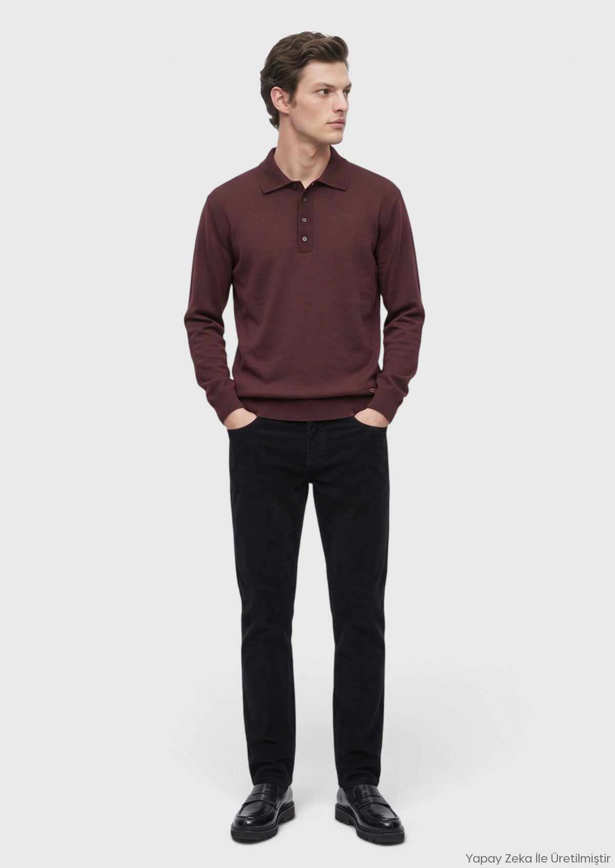 Bordo Düz Sweatshirt