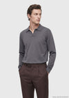 Gri Polo Yaka Düz Sweatshırt