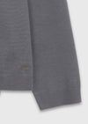 Gri Polo Yaka Düz Sweatshırt