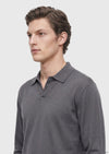 Gri Polo Yaka Düz Sweatshırt