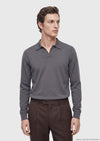 Gri Polo Yaka Düz Sweatshırt