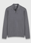 Gri Polo Yaka Düz Sweatshırt