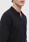 Siyah Polo Yaka Düz Sweatshırt