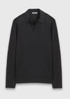 Siyah Polo Yaka Düz Sweatshırt