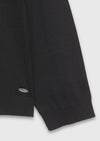 Siyah Polo Yaka Düz Sweatshırt