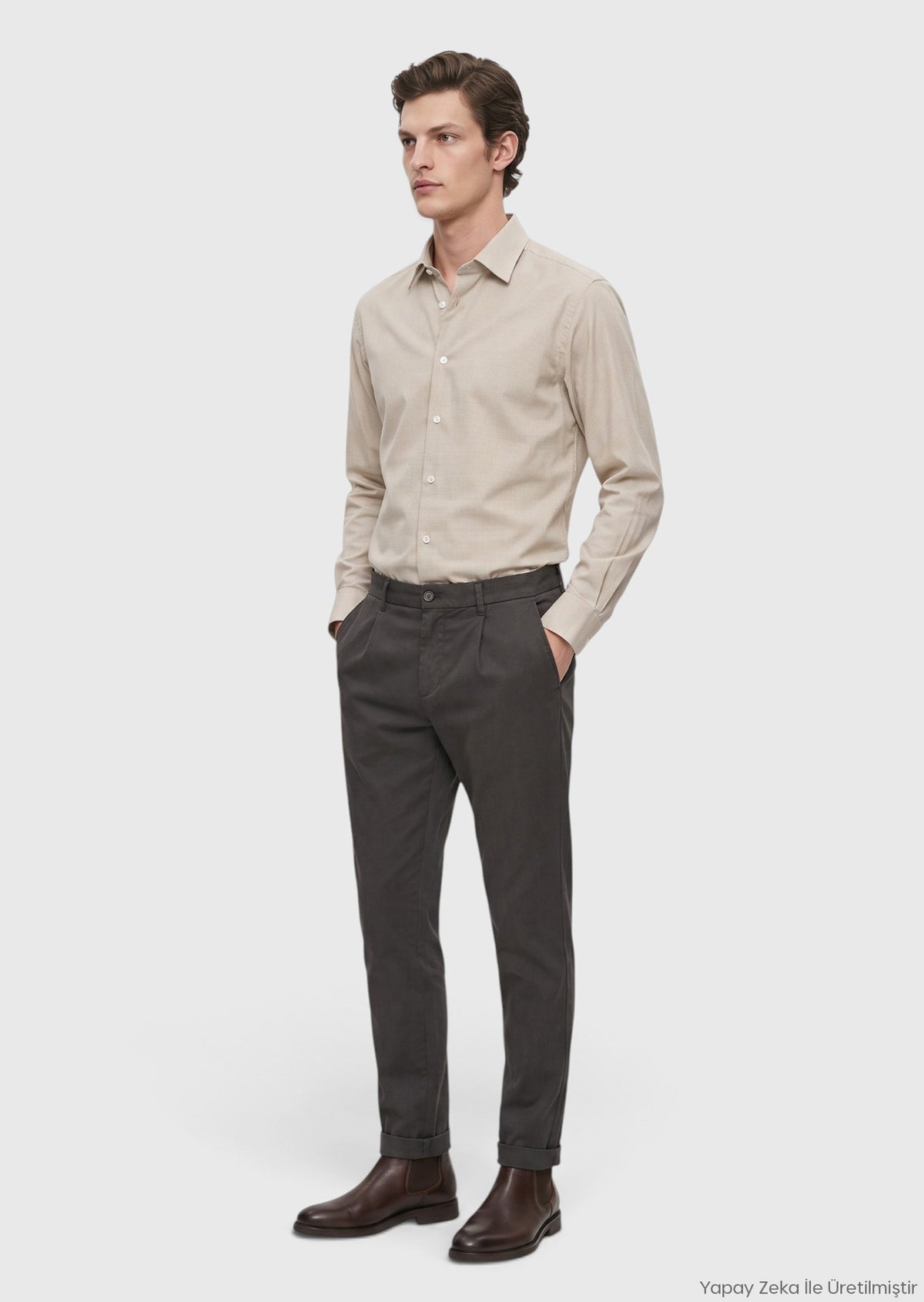 Antrasit Düz Dokuma Regular Fit Casual Pamuk Karışımlı Pantolon
