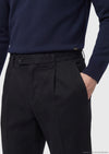 Siyah Düz Dokuma Regular Fit Casual Pamuk Karışımlı Pantolon
