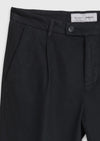 Siyah Düz Dokuma Regular Fit Casual Pamuk Karışımlı Pantolon