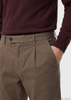 Açık Kahve Düz Dokuma Regular Fit Casual Pamuk Karışımlı Pantolon