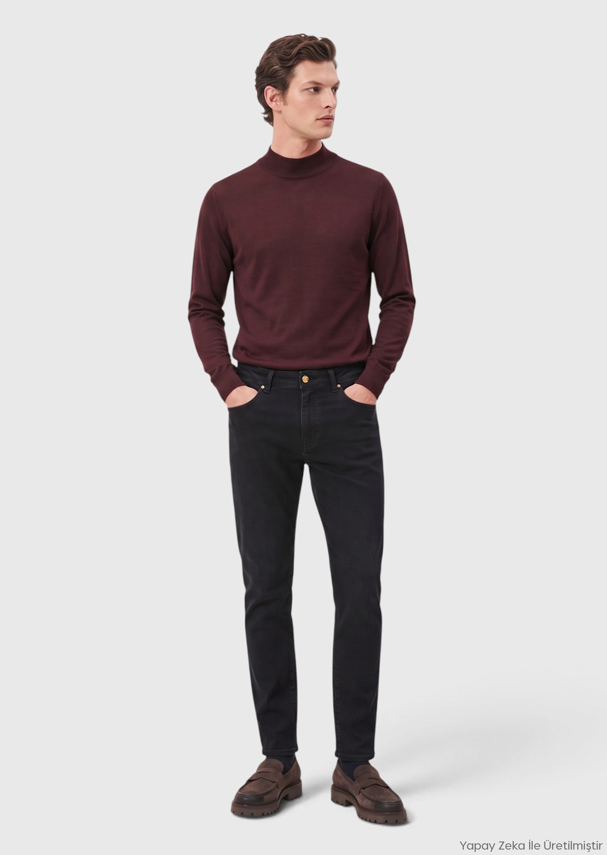 Antrasit Düz Regular Fit Denim Pamuk Karışımlı Pantolon