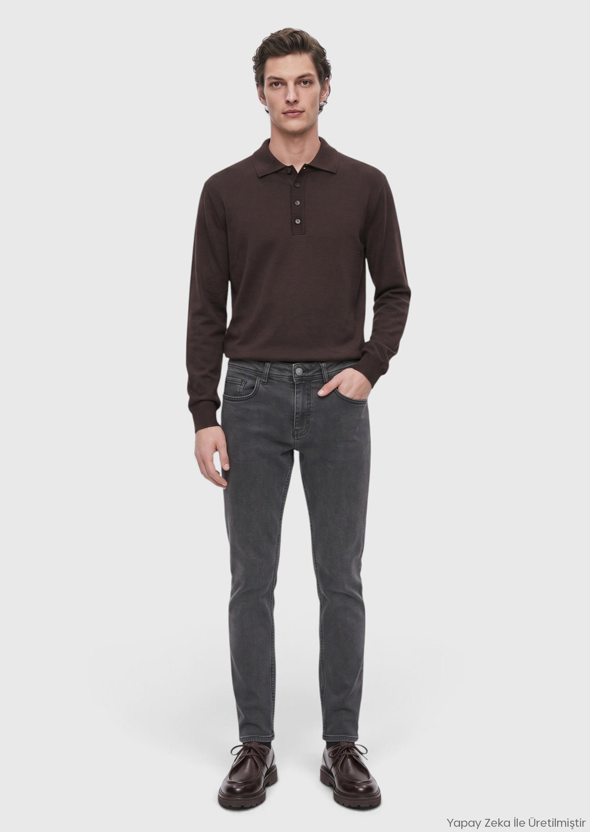 Antrasit Dokuma Slim Fit Casual Pamuk Karışımlı Pantolon
