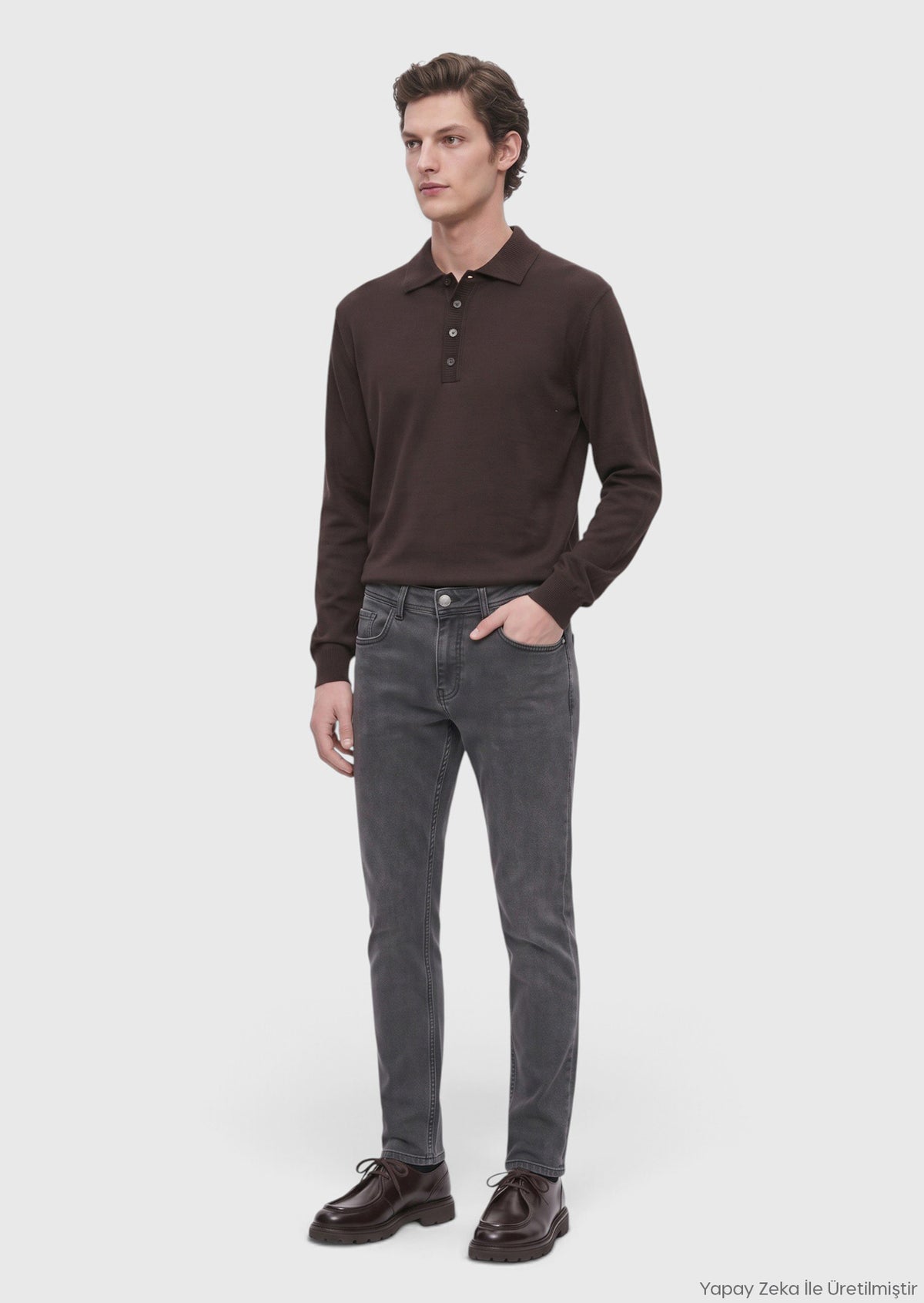 Antrasit Dokuma Slim Fit Casual Pamuk Karışımlı Pantolon
