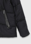 Lacivert Regular Fit Kapüşonlu Casual Dokuma Mont