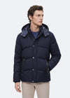 Lacivert Regular Fit Kapüşonlu Casual Dokuma Mont