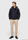 Lacivert Regular Fit Kapüşonlu Casual Dokuma Mont