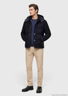 Lacivert Regular Fit Kapüşonlu Casual Dokuma Mont