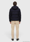 Lacivert Regular Fit Kapüşonlu Casual Dokuma Mont