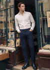 Lacivert Dokuma Slim Fit Casual Pantolon