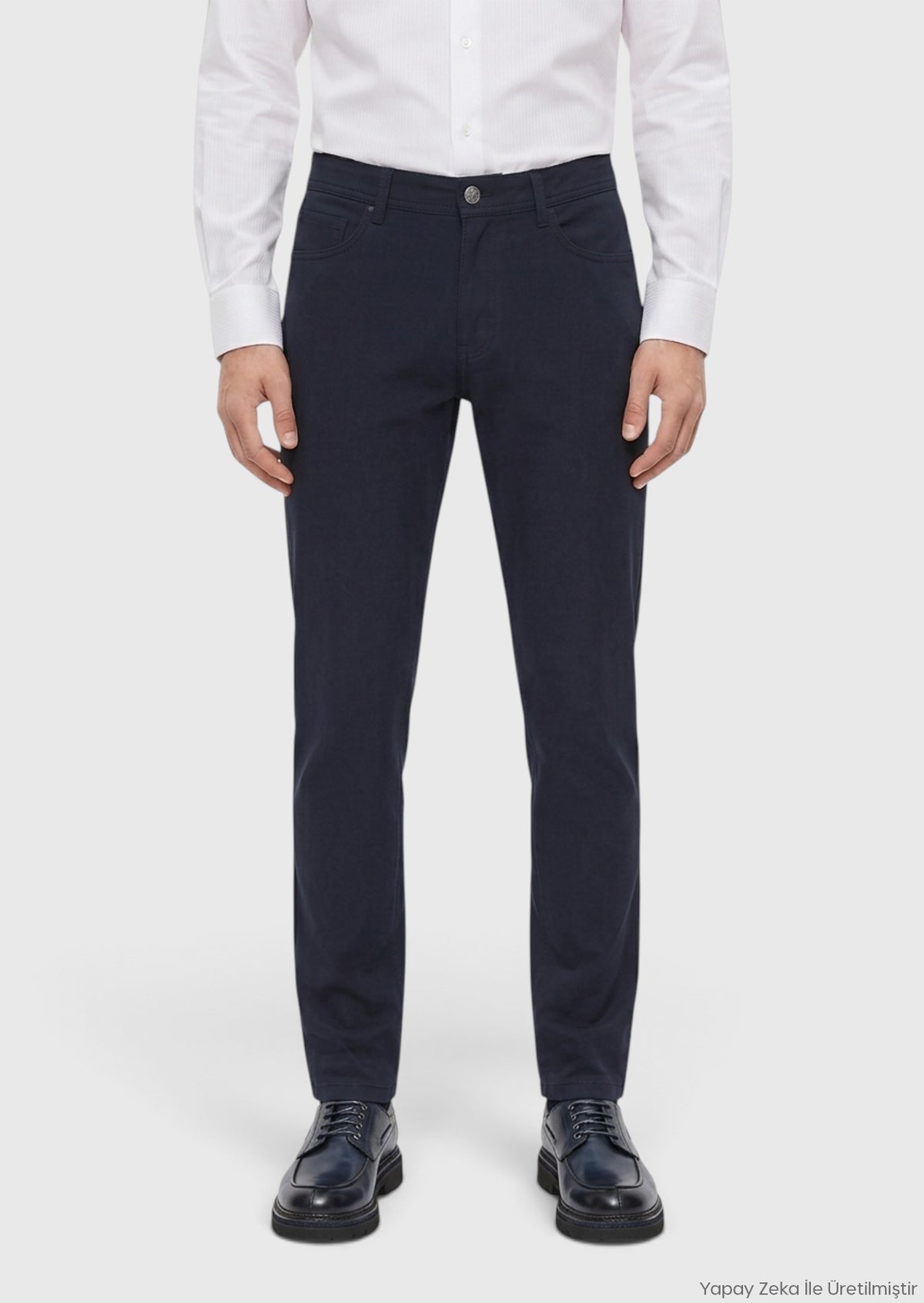 Lacivert Dokuma Slim Fit Casual Pantolon