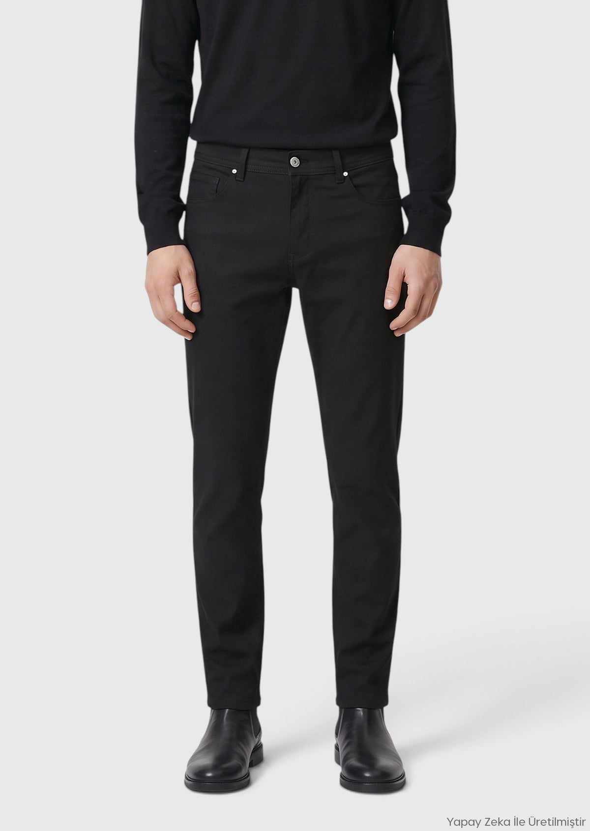 Siyah Dokuma Slim Fit Casual Pantolon