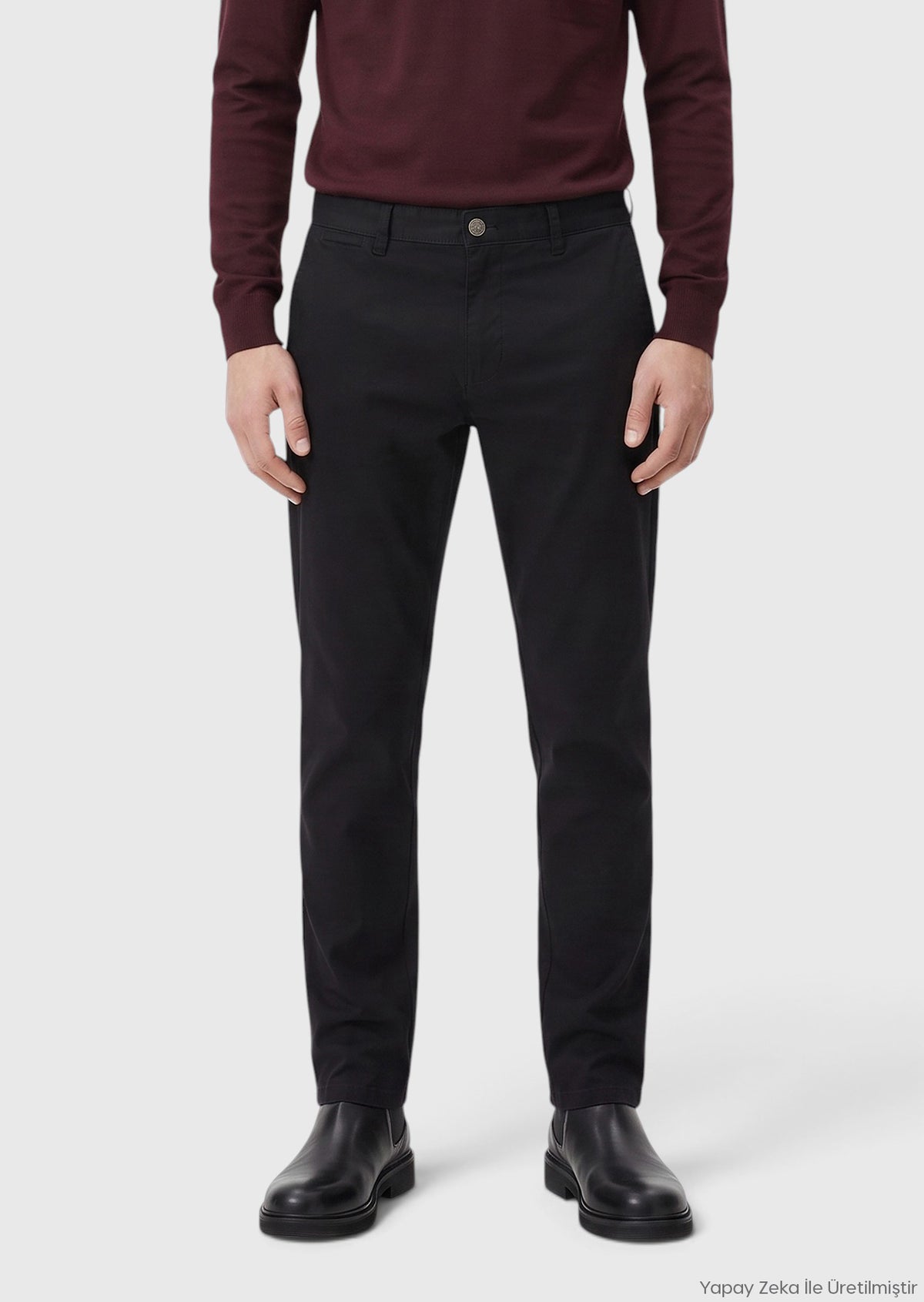 Antrasit Düz Dokuma Slim Fit Casual Pamuk Karışımlı Pantolon