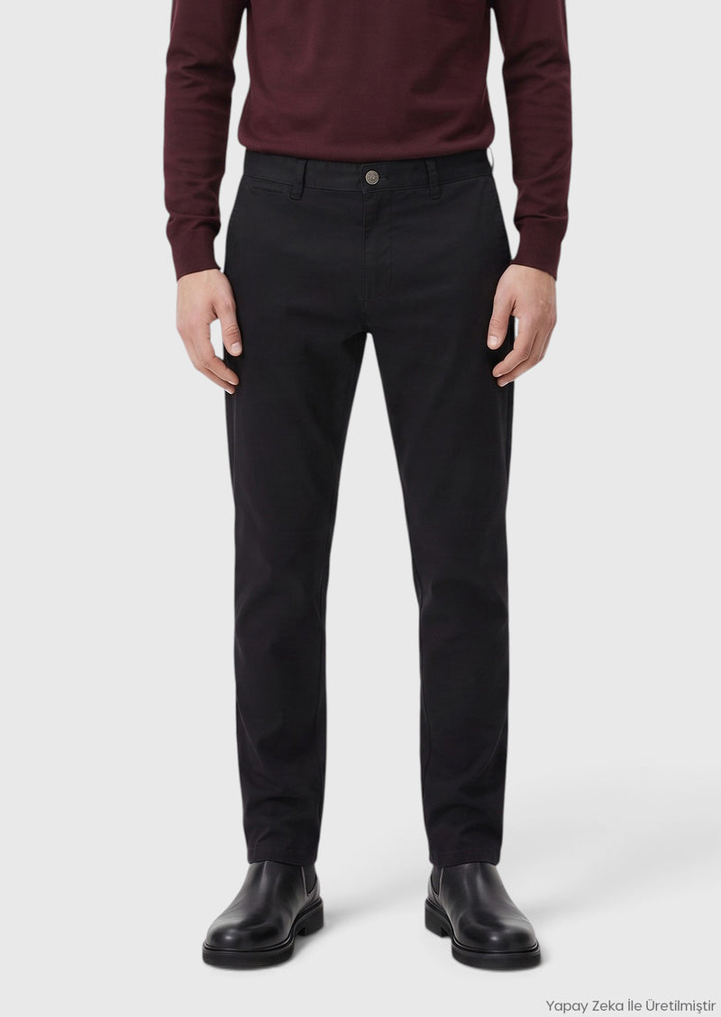 Antrasit Düz Dokuma Slim Fit Casual Pamuk Karışımlı Pantolon