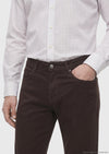 Kahverengi Düz Dokuma Slim Fit Casual Pamuk Karışımlı Pantolon