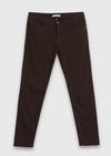 Kahverengi Düz Dokuma Slim Fit Casual Pamuk Karışımlı Pantolon