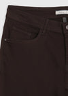 Kahverengi Düz Dokuma Slim Fit Casual Pamuk Karışımlı Pantolon