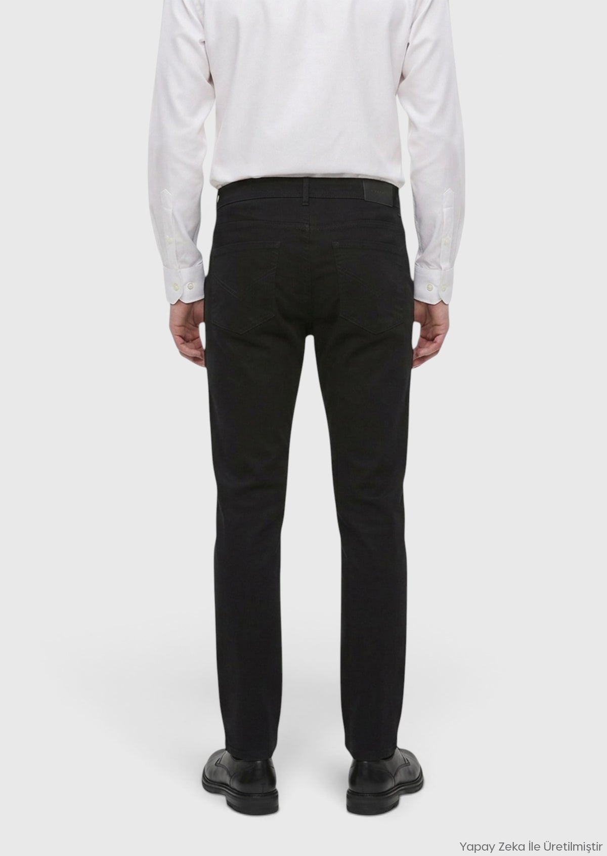 Siyah Düz Dokuma Slim Fit Casual Pamuk Karışımlı Pantolon