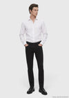 Siyah Düz Dokuma Slim Fit Casual Pamuk Karışımlı Pantolon