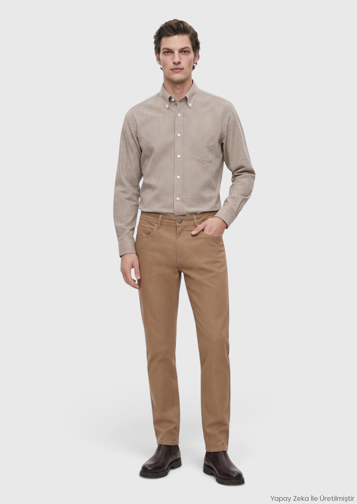 Vizon Dokuma Regular Fit Casual Pamuk Karışımlı Pantolon