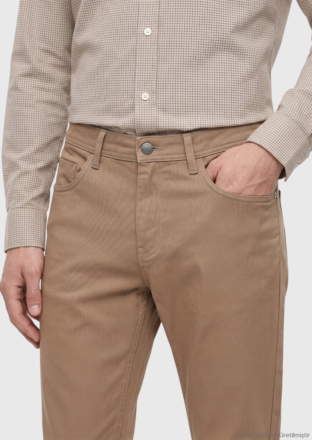 Vizon Düz Dokuma Regular Fit Casual Pamuk Karışımlı Pantolon
