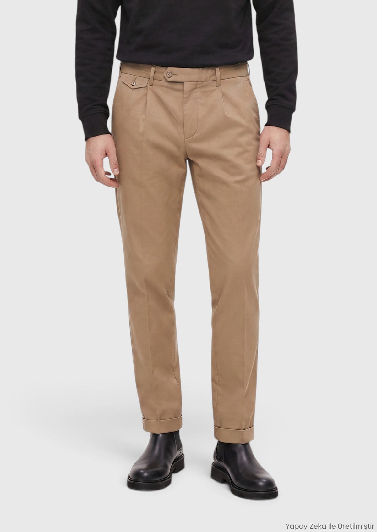 Deve Tüyü Düz Dokuma Relaxed Fit Casual Pamuk Karışımlı Pantolon