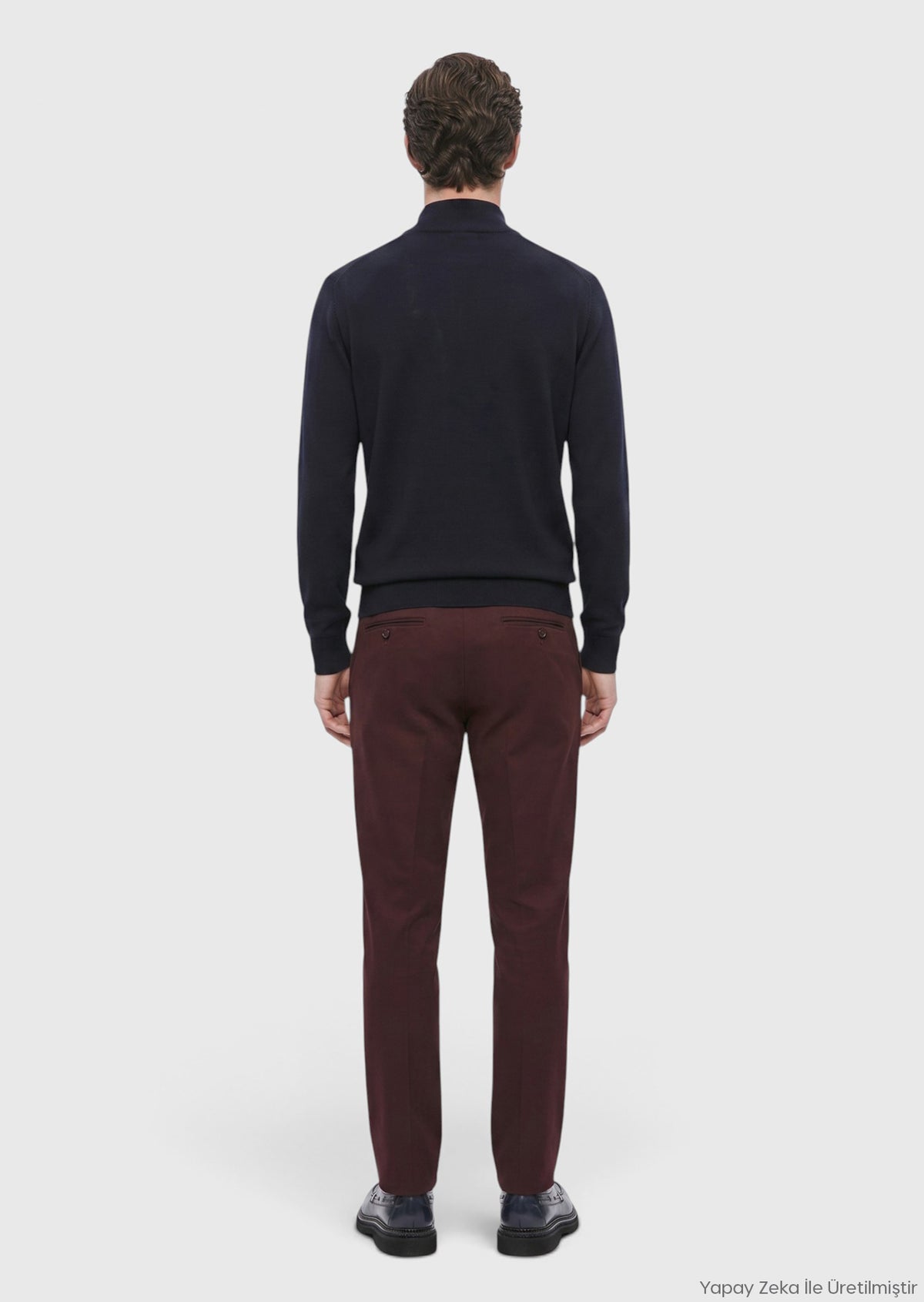 Mürdüm Düz Dokuma Relaxed Fit Casual Pamuk Karışımlı Pantolon