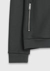 Koyu Yeşil Dik Yaka Düz Sweatshirt