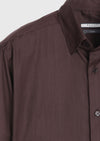 Bordo Düz Casual Fit Uzun Dokuma Casual İpek Karışımlı Gömlek