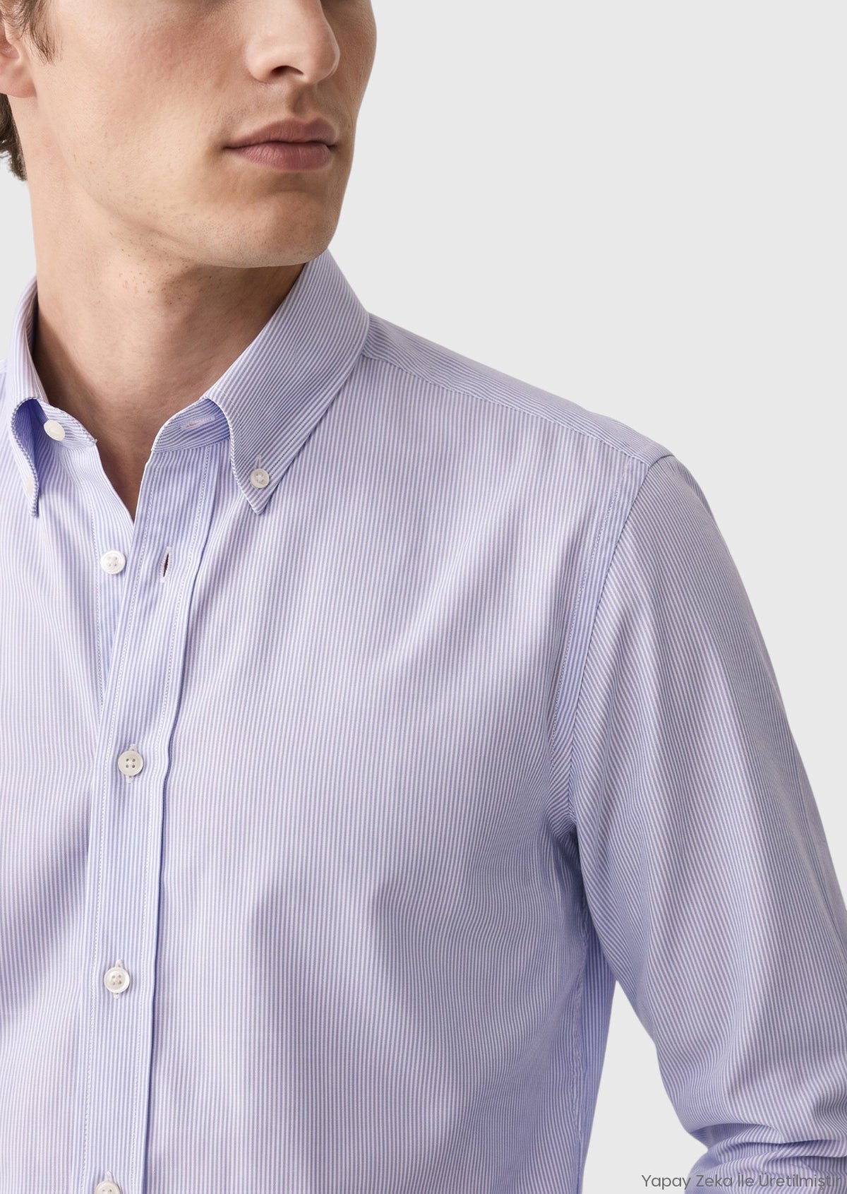 Mavi Çizgili Casual Fit Uzun Dokuma Casual %100 Pamuk Gömlek