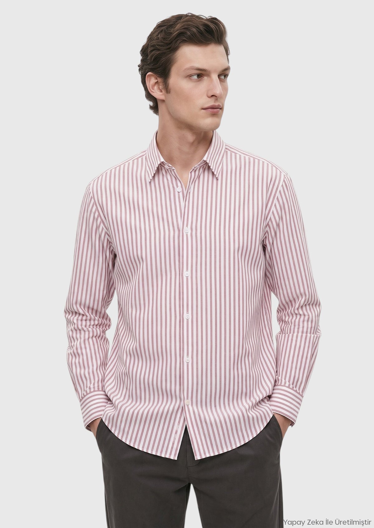 Kırmızı Casual Fit Uzun Dokuma Casual %100 Pamuk Gömlek