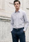 İndigo Düz Casual Fit Uzun Dokuma Casual %100 Pamuk Gömlek