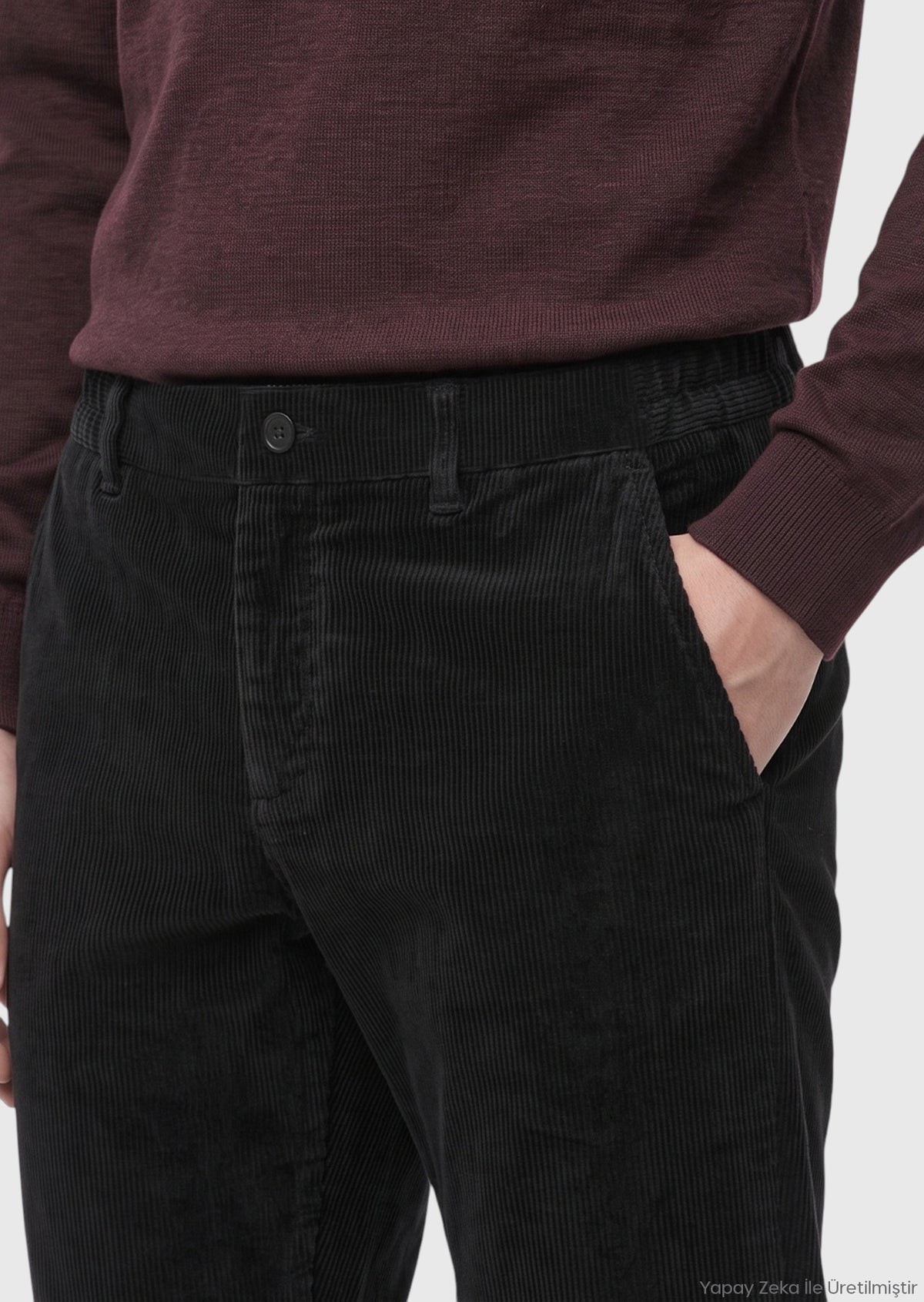 Antrasit Fitilli Dokuma Jogging Fit Kadife Casual Pamuk Karışımlı Pantolon