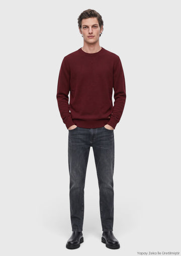 Koyu İndigo Regular Fit Denim Pamuk Karışımlı Pantolon